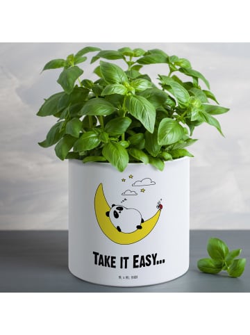 Mr. & Mrs. Panda Blumenkübel Panda Easy mit Spruch in Weiß