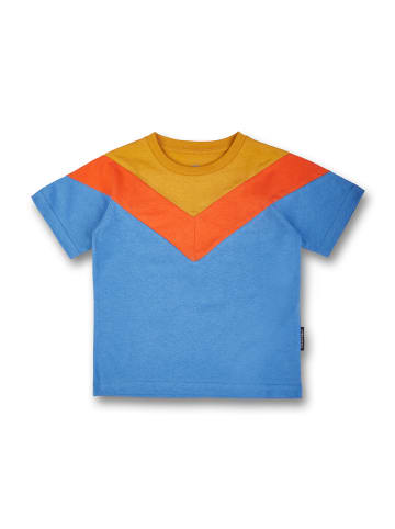 MANITOBER Cut & Sew T-Shirt in Blue/Khaki/Orange