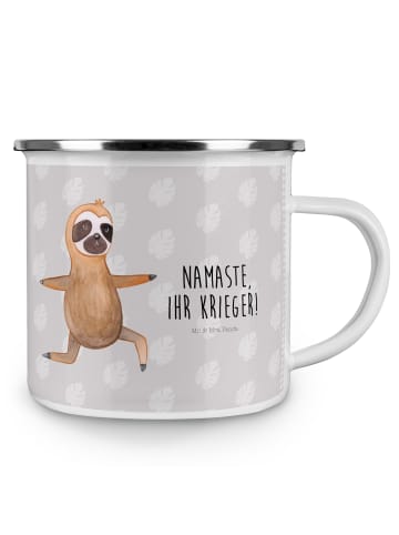 Mr. & Mrs. Panda Tasse Faultier Yoga mit Spruch in Grau Pastell