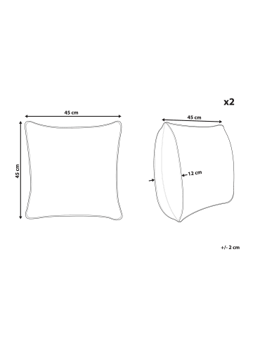 Beliani 2er-Set Dekokissen WARANASI in Gelb/Weiß/Schwarz