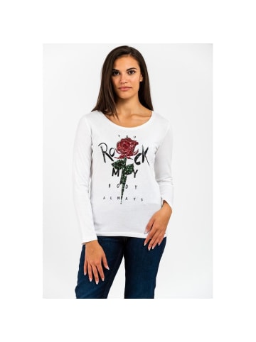 Weiß Baumwolle Lang Ärmel T-Shirt