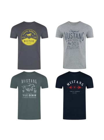 Mustang T-Shirt Basic Print 4er Pack in Mehrfarbig