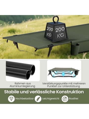 COSTWAY Campingbett mit Seitentasche 193 x 70 cm in Grün