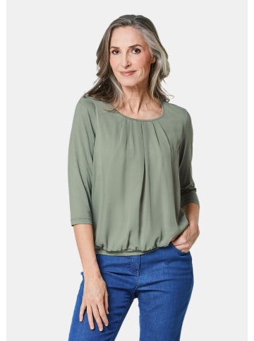 GOLDNER Chiffon-Shirt mit 3/4-Arm, Rundhals in baummoos