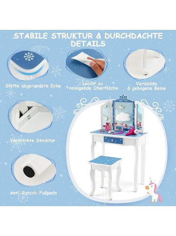 COSTWAY 2 in 1 Schminktisch in Blau