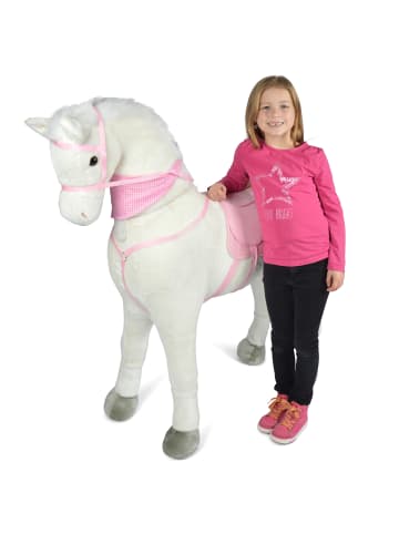Pink Papaya XXL Stehpferd für Kinder " Luna 125 cm " in Weiss mit weißer Mähne