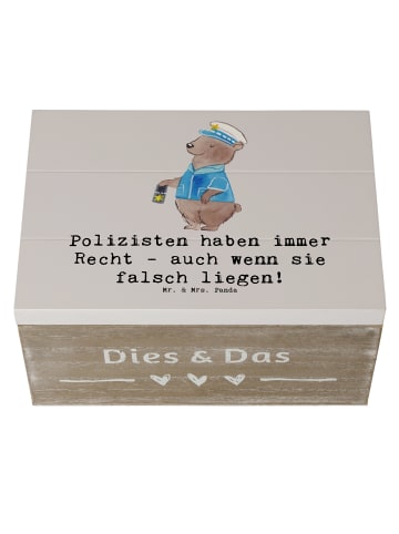 Mr. & Mrs. Panda Truhe Polizist Humor mit Spruch in Grau Pastell