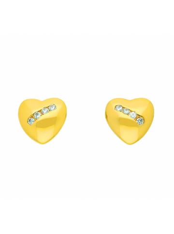 Adeliás Damen 333 Gold Ohrringe / Ohrstecker Herz mit Zirkonia in gold
