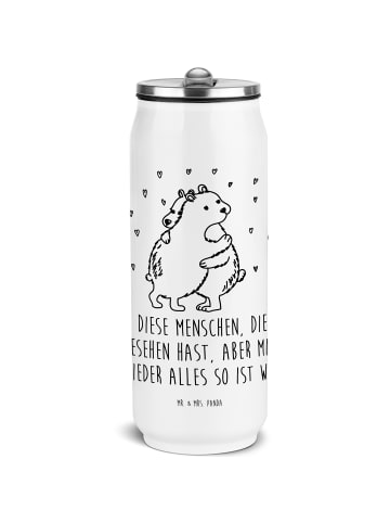 Mr. & Mrs. Panda Getränkeflasche Eisbär Umarmen mit Spruch in Weiß