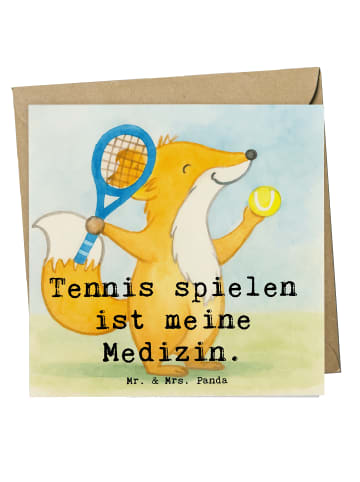 Mr. & Mrs. Panda Deluxe Karte Fuchs Tennis spielen Design mit Sp... in Weiß