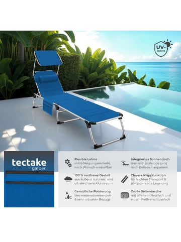 tectake klappbare Aluminium Sonnenliege, 220 x 60,5 x 34 cm, mit Seitentasche