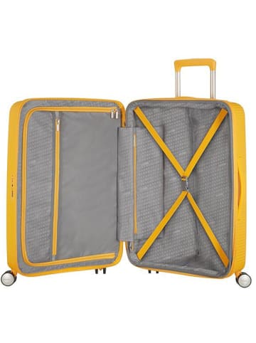 American Tourister Soundbox - 4-Rollen-Trolley 67 cm erw. in golden yellow