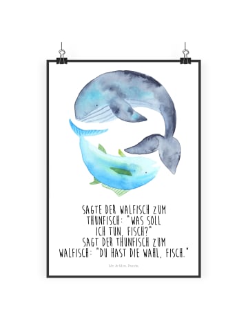 Mr. & Mrs. Panda Bild Walfisch Thunfisch mit Spruch in Weiß