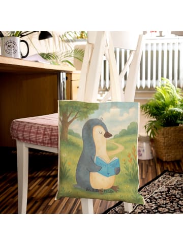 Mr. & Mrs. Panda Shopper Pinguin Buch Design ohne Spruch in Weiß