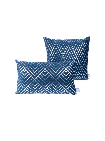 Kayoom Dekokissen Prisma 225 2er-Set in blau - silber