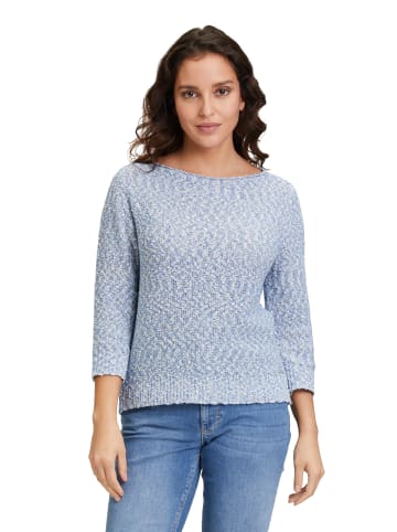 BETTY & CO Strickpullover mit Lurexfaden in Blau/Weiß