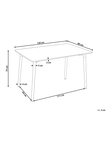 Beliani Esszimmertisch NEWBERRY in Weiß/Braun - (W) 80 x (H) 75 x (L) 120 cm