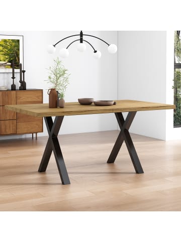 ABRIHOME Esstisch mit gekreuzten Beinen in Braun