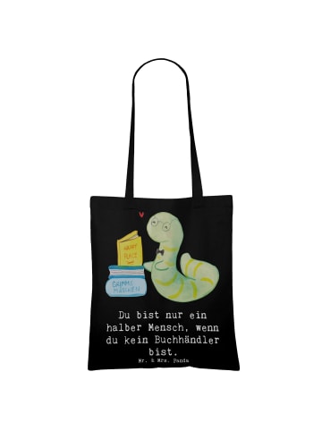 Mr. & Mrs. Panda Tragetasche Buchhändler Herz mit Spruch in Schwarz