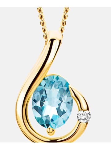 Diamant L'éternel Halskette mit Anhänger aus 585 Gelbgold mit 0.91 Karat Diamant mit Topas