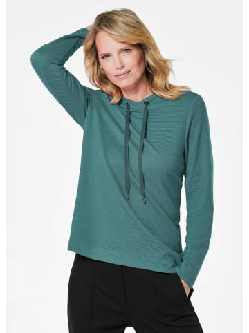GOLDNER Sweatshirt Langarm Viskose-Pullover, Stehbund in grün