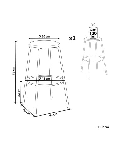 Beliani 2-tlg Barhocker MORTON in Grün/Schwarz