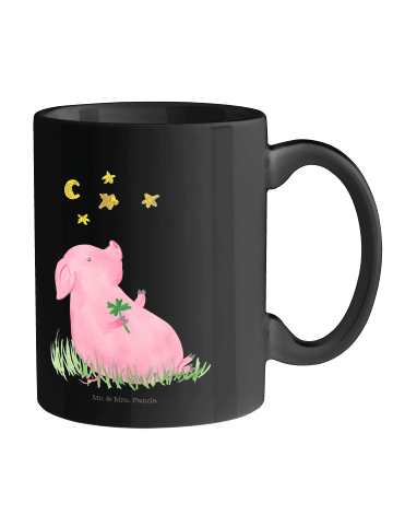 Mr. & Mrs. Panda Keramiktasse Schwein Glück ohne Spruch in Schwarz
