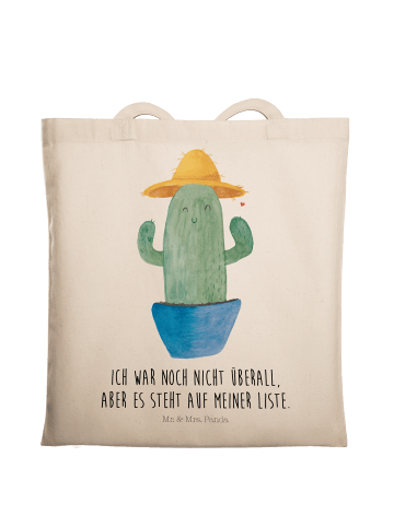 Mr. & Mrs. Panda Tote Bag Kaktus Hut mit Spruch in Creme