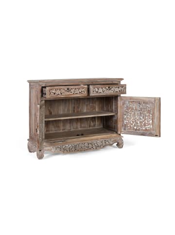 Giner y Colomer Sideboard mit zwei Schubladen und zwei Fronttüren aus Teakholz 100 cm in White