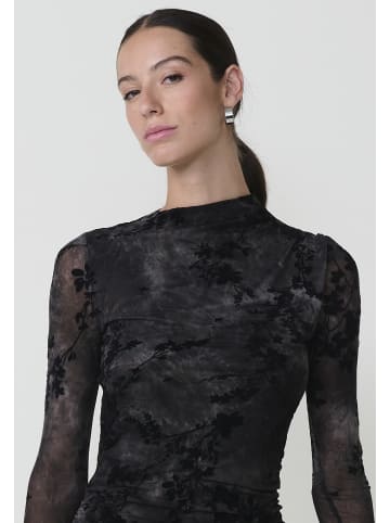 KOROSHI Midi-Langarmkleid bis unters Knie in SCHWARZ