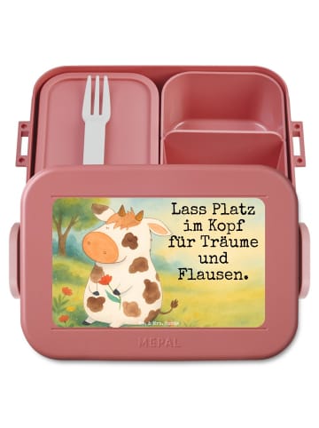 Mr. & Mrs. Panda Brotbox Kuh Design mit Spruch in Rot Pastell