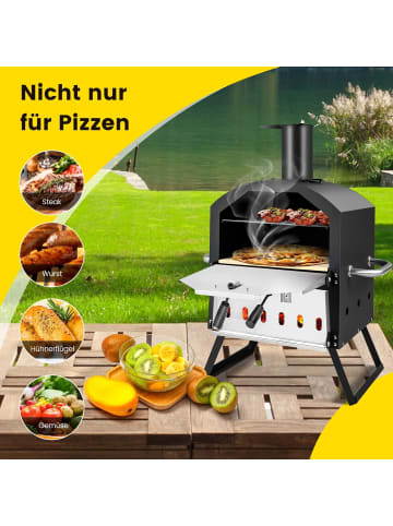 COSTWAY Pizzaofen Outdoor in Schwarz