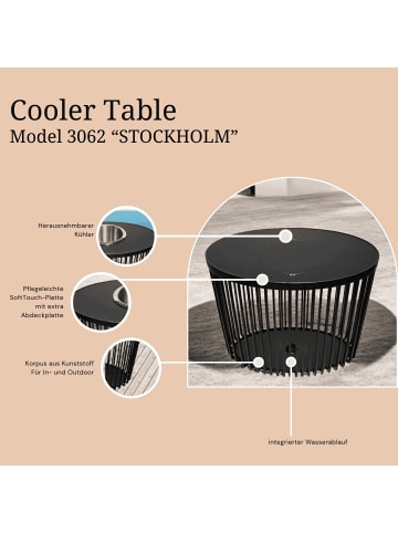 COOTAB Cooler Table 3-in-1 Loungetisch mit Acryl-Kühler Stockholm 46 cm in schwarz