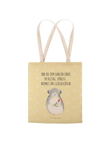 Mr. & Mrs. Panda Tasche Chinchilla Blume mit Spruch in Gelb Pastell