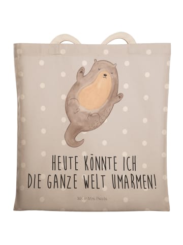 Mr. & Mrs. Panda Einkaufstasche Otter Umarmen mit Spruch in Grau Pastell