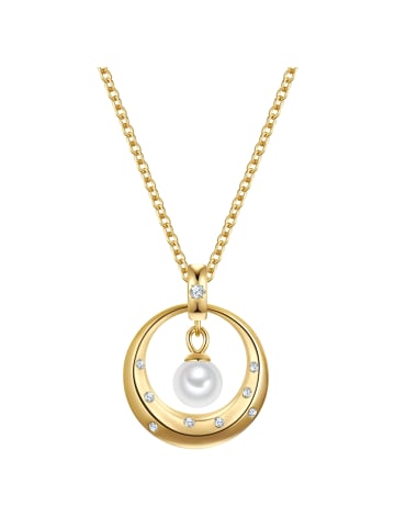 Rafaela Donata Halskette aus Sterling Silber mit Zirkonia und Muschelkernperle in gelbgold