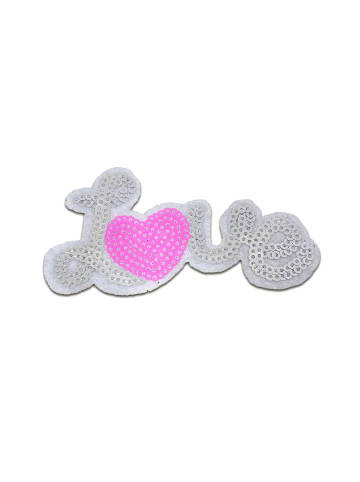 Catch the Patch Love Liebe Herz Mit PaillettenApplikation Bügelbild insilberfarben