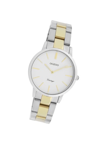 Oozoo Analog-Armbanduhr Oozoo Vintage Series silber, gold mittel (ca. 34mm)