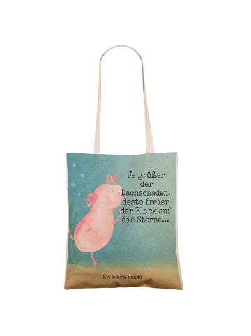 Mr. & Mrs. Panda Schultertasche Axolotl Tanzen Design mit Spruch in Weiß