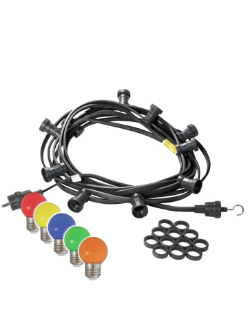 SATISFIRE Garten Party Lichterkette Illu 40 bunte LED Kugellampen 20m schwarz