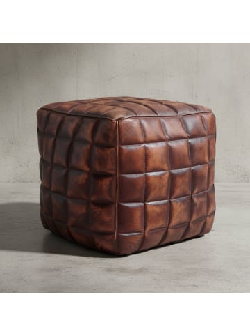 KADIMA DESIGN Sitzwürfel | Echtleder, 39x41x39cm, Braun