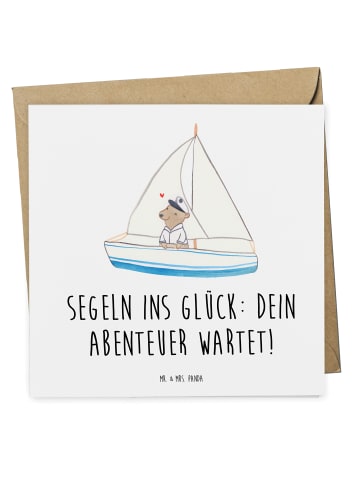 Mr. & Mrs. Panda Geschenkgutschein Bootstrip Abenteuer mit Spruch in Weiß