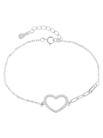 Adeliás Damen Armband – Herz aus 925 Silber mit Zirkonia 17+3 cm in silber