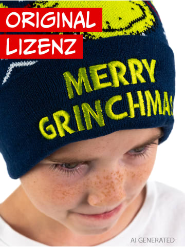 The Grinch Strickmütze Wintermütze mit Bommel Mütze in blau