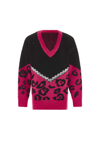 IMANE Strickpullover in Pink Schwarz