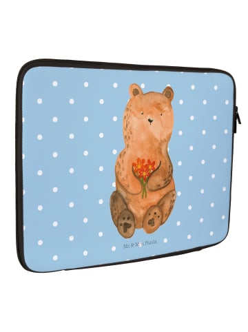 Mr. & Mrs. Panda Laptop Tasche Bär Dankbar ohne Spruch in Blau Pastell