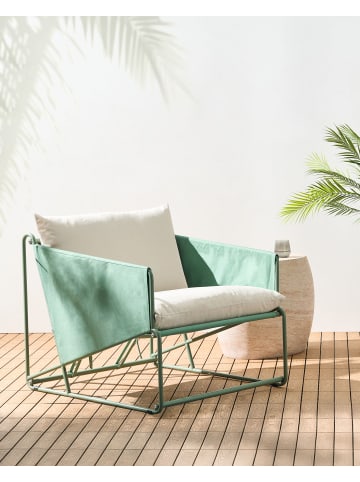 Beliani Gartenstuhl PONTE in Grün/Beige - (W) 89 x (H) 88 x (L) 94 cm