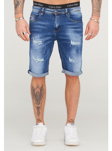 behype Jeansshorts - Destroyed mit Stretch als Kurze Hose für Herren in Blau