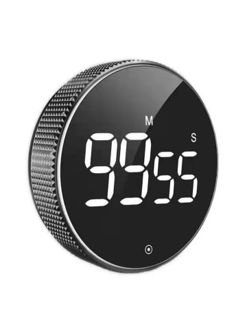 relaxdays Küchentimer "digital" in Schwarz - (Ø)7,5 x (T)3 cm