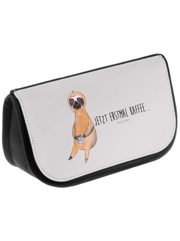 Mr. & Mrs. Panda Toilettentasche Faultier Kaffee mit Spruch in Grau Pastell